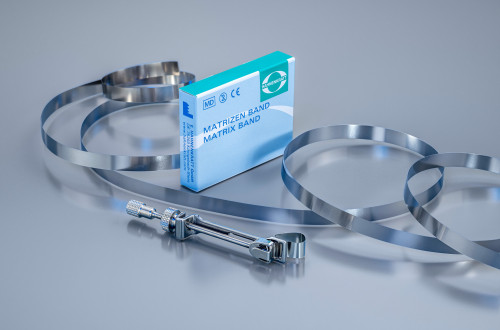 Matrix band in an eco-friendly cardboard dispenser